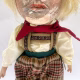 Sculpture: Otto chest Hacked doll with soft body and china hands and feet. Doll face is replaced with uncanny head made from textile.