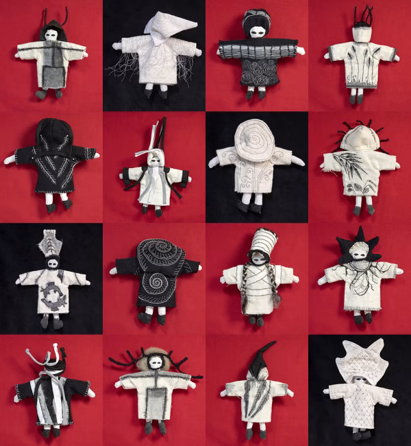 Doggerland Totem Doll - Montage A montage of 16 handsize dolls