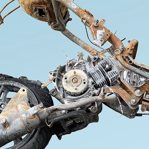 Details of a torched scooter